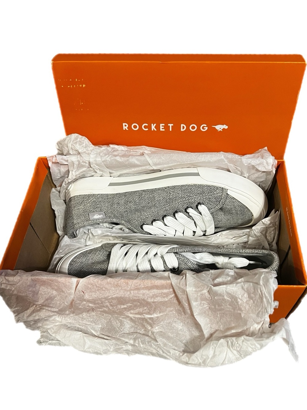 Rocket Dog Gray and White Low-Top Herringbone Sneakers